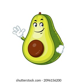 Vector mascot, cartoon and illustration of a avocado with wave hand