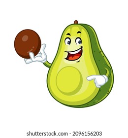 Vector mascot, cartoon and illustration of a avocado holding seed