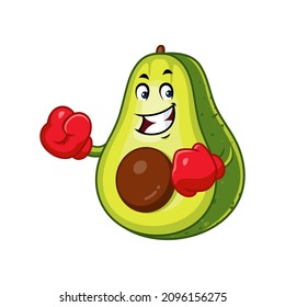 Vector mascot, cartoon and illustration of a avocado wearing boxing gloves