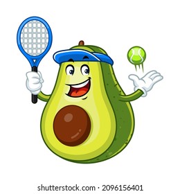 Vector mascot, cartoon and illustration of a avocado playing tennis