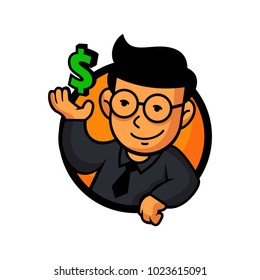 Vector mascot, cartoon, and illustration of a business man. 