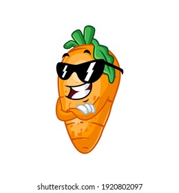 Vector mascot, cartoon and illustration of a carrot wearing sunglasses