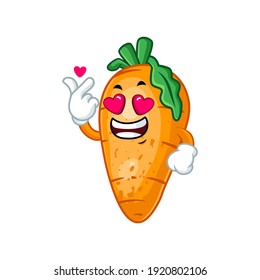 Vector mascot, cartoon and illustration of a carrot falling in love