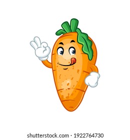 Vector mascot, cartoon and illustration of a carrot say ok