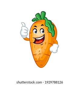 Vector mascot, cartoon and illustration of a carrot with thumb up