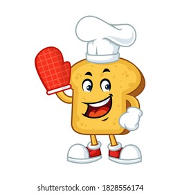 Vector mascot, cartoon, and illustration of a chef toast wearing cooking glove