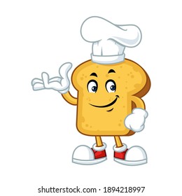 Vector mascot, cartoon, and illustration of a chef toast say welcome