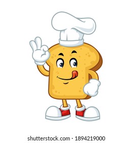 Vector mascot, cartoon, and illustration of a chef toast 