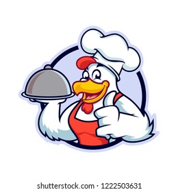 Vector mascot, cartoon, and illustration of a chicken catering.