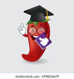 Vector mascot, cartoon, and illustration of a chili graduation