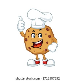 Vector mascot, cartoon, and illustration of a chocolate cookies chips with thumb up