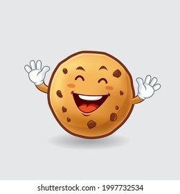 Vector mascot, cartoon, and illustration of a chocolate cookie dancing