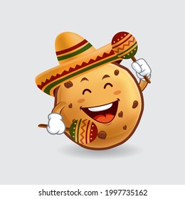 Vector mascot, cartoon, and illustration of a chocolate cookie holding maracas