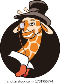 vector mascot cartoon illustration of a cool clous up giraffe
