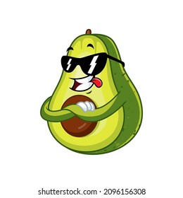 Vector mascot, cartoon and illustration of a cool avocado wearing sunglasses