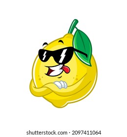 Vector mascot, cartoon and illustration of a cool lemon wearing sunglasses