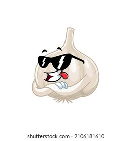 Vector mascot, cartoon and illustration of a cool garlic wearing sunglasses