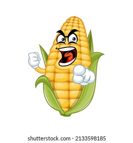 Vector mascot, cartoon and illustration of a corn upset