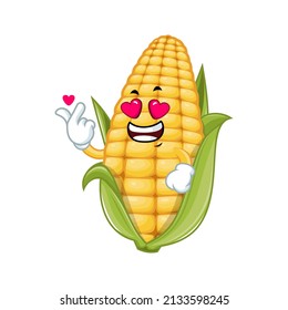 Vector mascot, cartoon and illustration of a corn falling in love