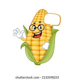 Vector mascot, cartoon and illustration of a corn with blank bubble speech