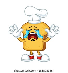 Vector mascot, cartoon, and illustration of a crying chef toast