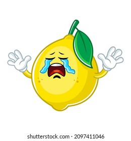 Vector mascot, cartoon and illustration of a crying lemon
