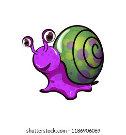 vector mascot cartoon illustration Cute Snail on Ground