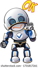 vector mascot cartoon illustration of a cute robot say it is ok