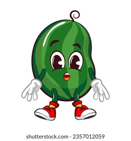 Vector mascot, cartoon and illustration of a cute watermelon fruit being weak and tired