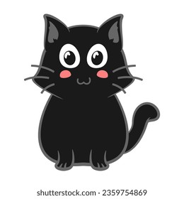 Vector mascot, cartoon and illustration of a cute black cat sitting cute and adorable