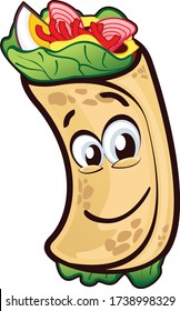vector mascot cartoon illustration of delecious burritos that smile sweetly