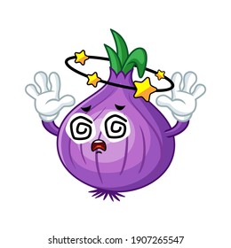 Vector mascot, cartoon and illustration of a dizzying onion