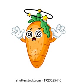 Vector mascot, cartoon and illustration of a dizzying carrot