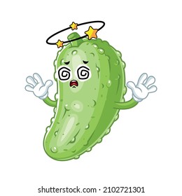 Vector mascot, cartoon and illustration of a dizzying pickle