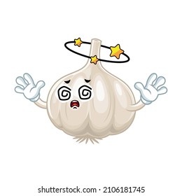 Vector mascot, cartoon and illustration of a dizzying garlic