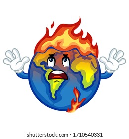 Vector mascot, cartoon, and illustration of a earth on fire