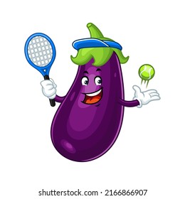 Vector mascot, cartoon and illustration of a eggplant playing tennis