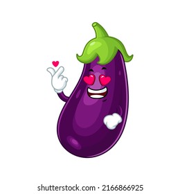 Vector mascot, cartoon and illustration of a eggplant falling in love