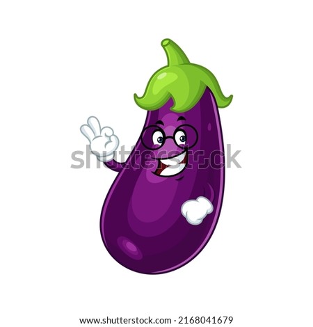 Vector mascot, cartoon and illustration of a eggplant wearing glasess