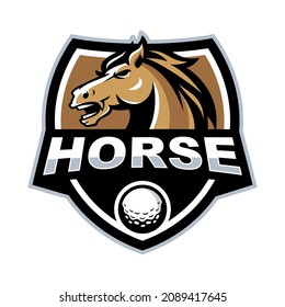 Vector mascot, cartoon and illustration of a emblem horse head for american golf club