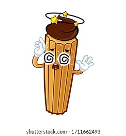 Vector mascot, cartoon, and illustration of a fainted churro