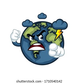 Vector mascot, cartoon, and illustration of a feel sad earth and angry