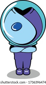 vector mascot cartoon illustration of the fish head alien