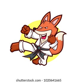 Vector mascot, cartoon and illustration of a fox karate.
