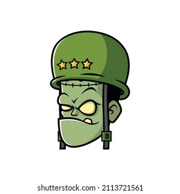 Vector mascot, cartoon, and illustration of frankenstein with general helmet