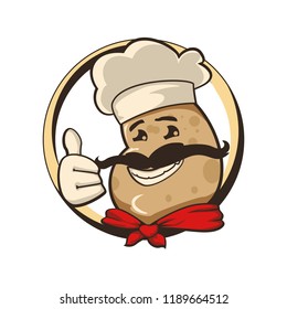 vector mascot cartoon illustration friendly pottato chef