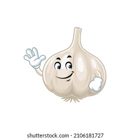 Vektormaskott, Cartoon und Illustration eines Knoblauchs mit schwenkbarer Hand