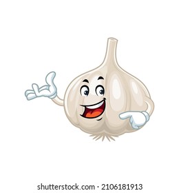 Vector mascot, cartoon and illustration of a garlic say welcome