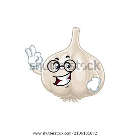 Vector mascot, cartoon and illustration of  a garlic wearing glasess