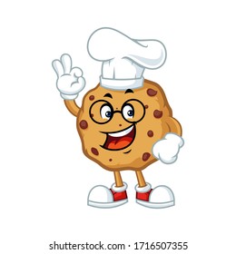 Vector mascot, cartoon, and illustration of a glasses chocolate cookies chips say ok!